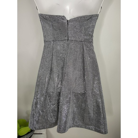Everly Silvery Metallic Mini Strapless Mini Dress Medium - Picture 4 of 11
